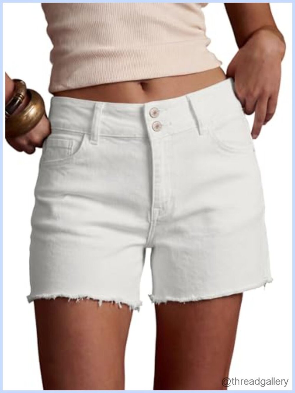 Sidefeel High Waisted Jean Shorts Raw Hem Denim Cotton Summer Casual